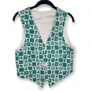 Green Clover Patchwork St Patricks Day Vest Celtic Kno t Teacher Academia